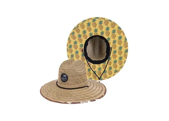 قبعات إنقاذ مخصصة من القش مع شعار رقعة مطبوع تحت الحافة