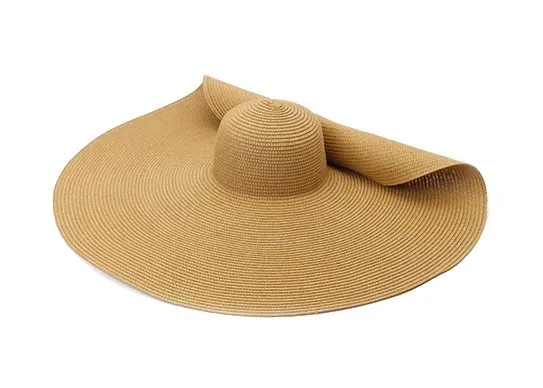 للبيع بالجملة قبعات شمس للشاطئ بحافة واسعة من القش المرن